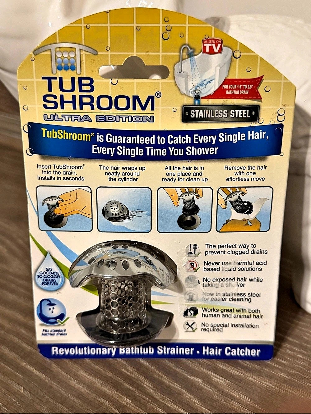 TubShroom Ultra Edition Stainless Steel Hair Catcher NWT